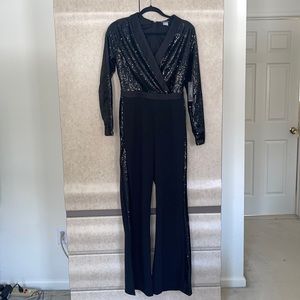 NWT! Venus Black Sequence Jumpsuit